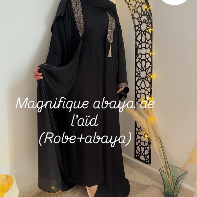 Abaya  noir classe +foulard